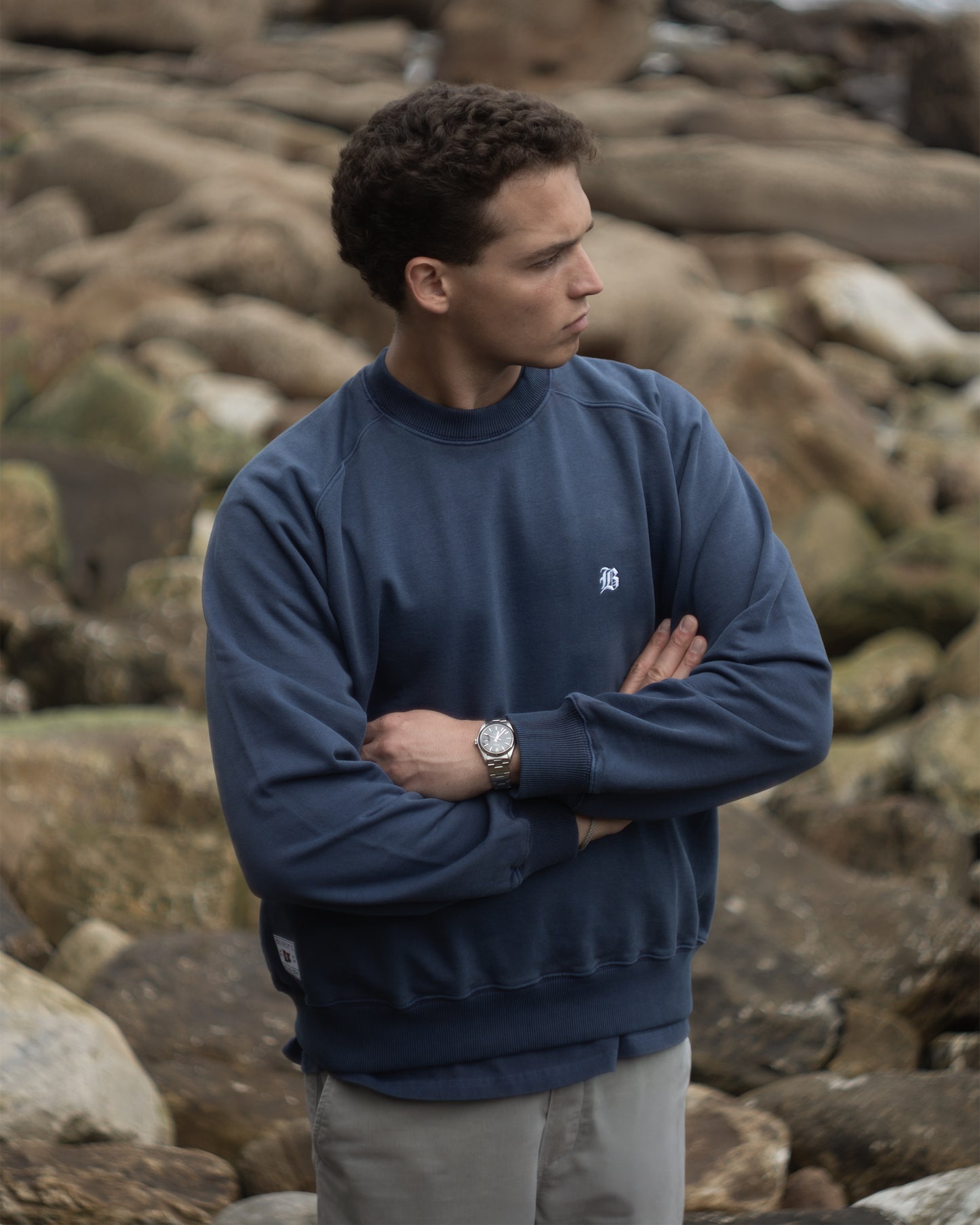 "Sailing Team" Heavyweight Raglan Crewneck (Vintage Navy)