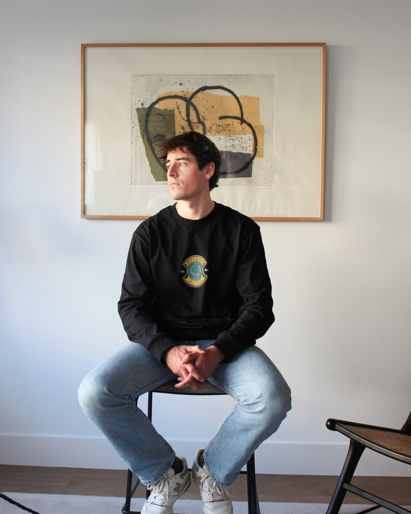 Saint Tropez Hotel Long Sleeve T-Shirt (Black)