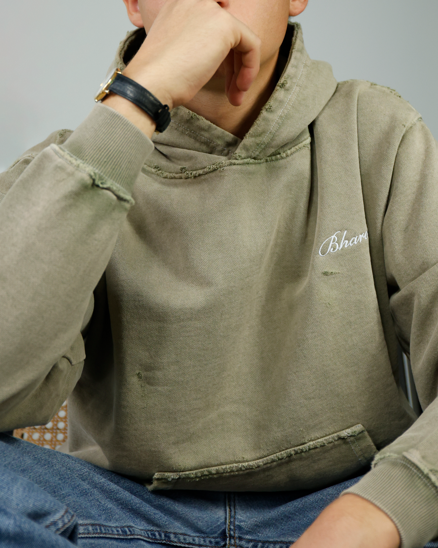 "The Factory" Vintage Olive Green Hoodie