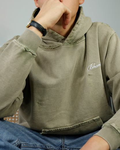 "The Factory" Vintage Olive Green Hoodie